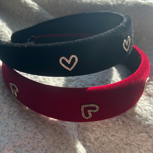 Red Black velvet heart Valentine’s Day headband - Picture 4 of 6